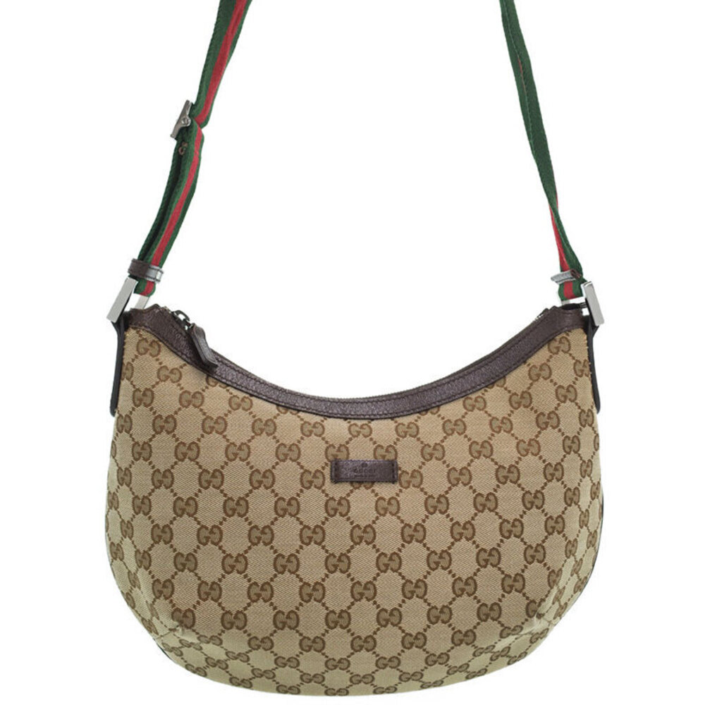Gucci half GG Bag hobo bag Canvas Brown Messenger moon - Picture 2 of 9